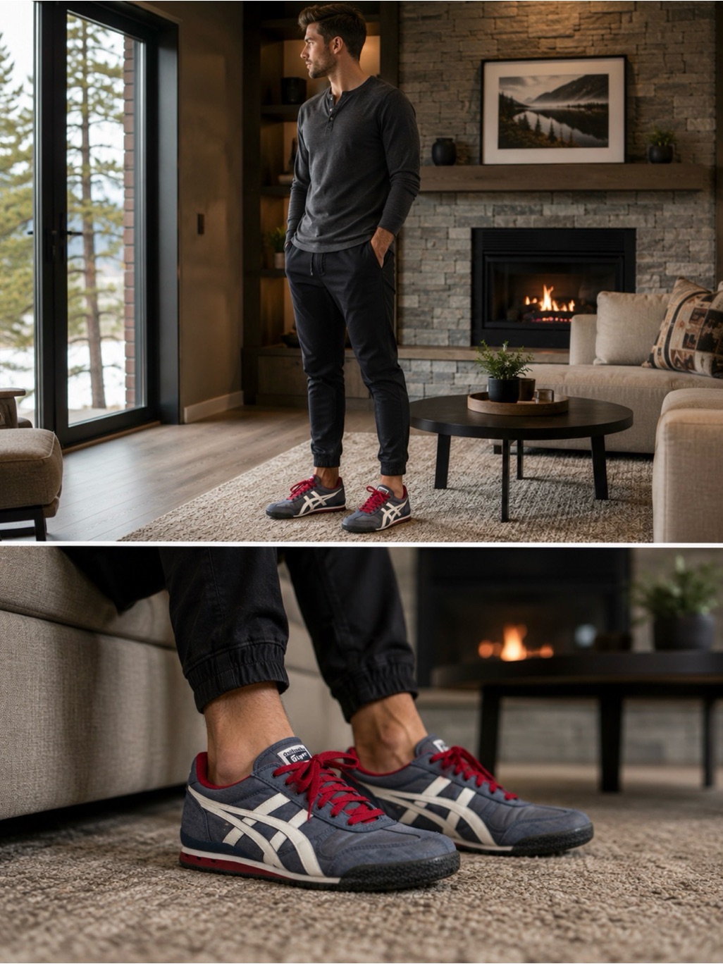 Onitsuka Tiger By Asics Gray Sneakers With Red Accents